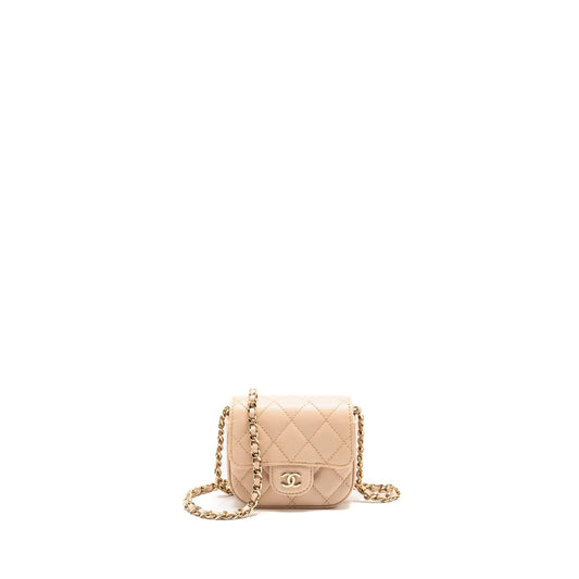 Chanel Caviar LGHW Beige Clutch Bag