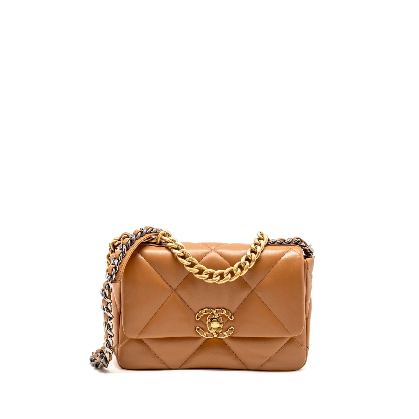 Chanel 19 Lambskin Caramel Multicoloured Hardware Microchip Small Handbag