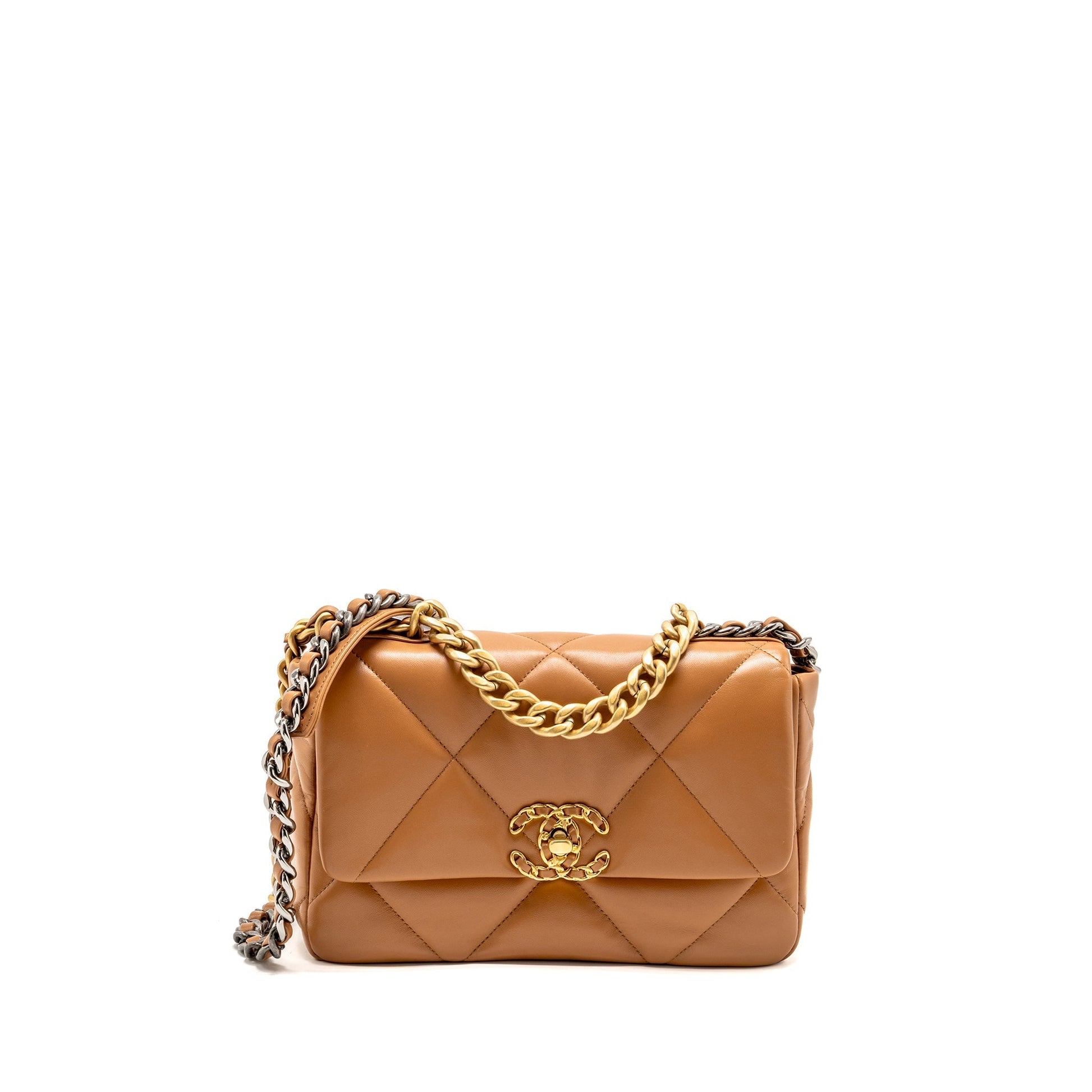 Chanel 19 Lambskin Caramel Multicoloured Hardware Microchip Small Handbag