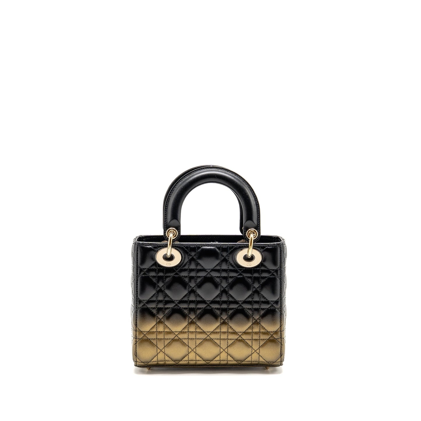 Dior Lady Lambskin Handbag Black Gold Travel Bag
