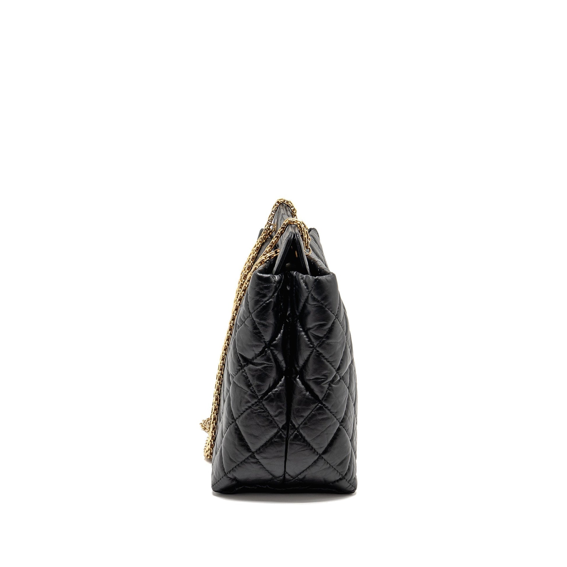 Chanel 2.55 Reissue Quilted Aged Calfskin GHW Black Tote Bag