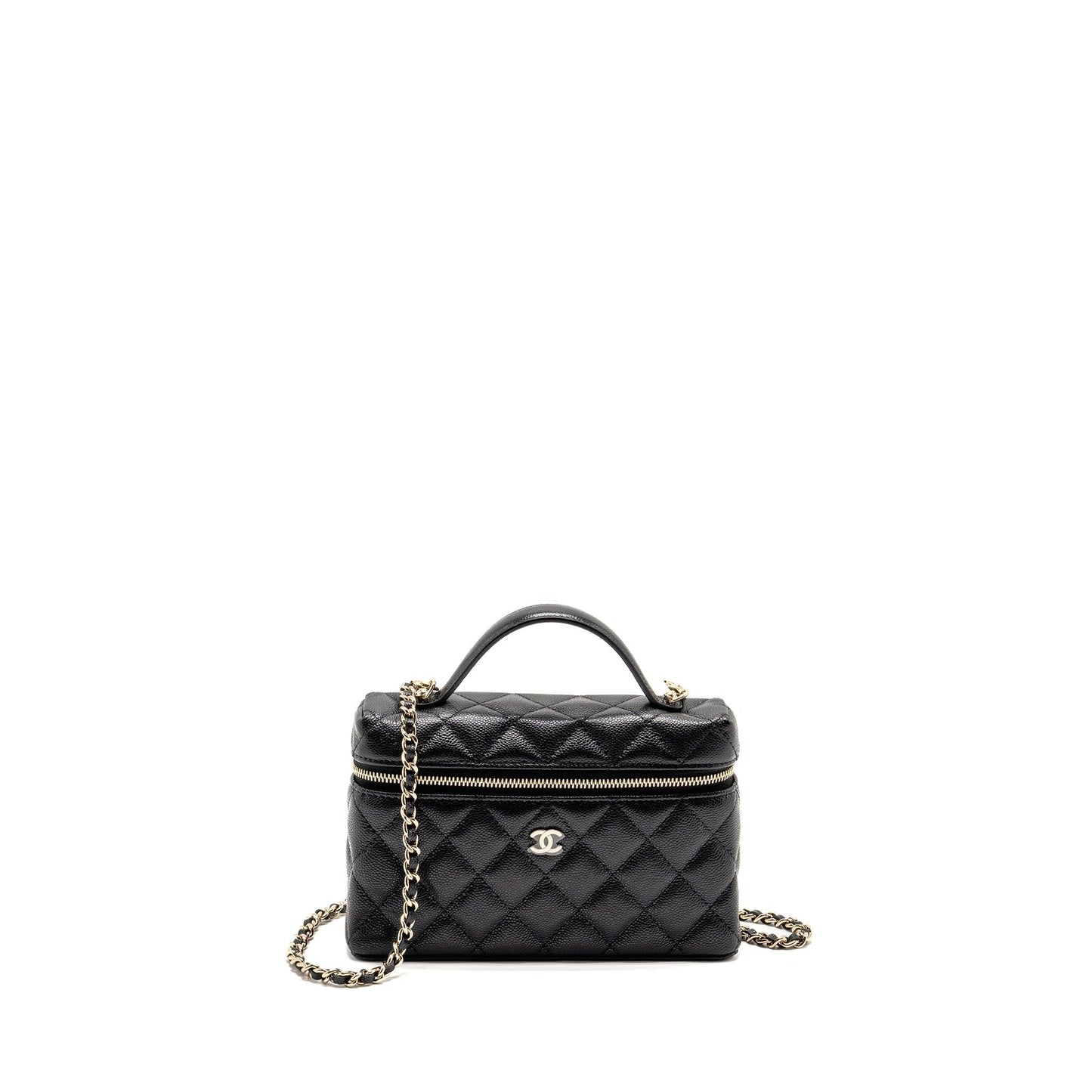 Chanel 25p CC top Handle Vanity Caviar Black Handbag Lghwmicrochip 1