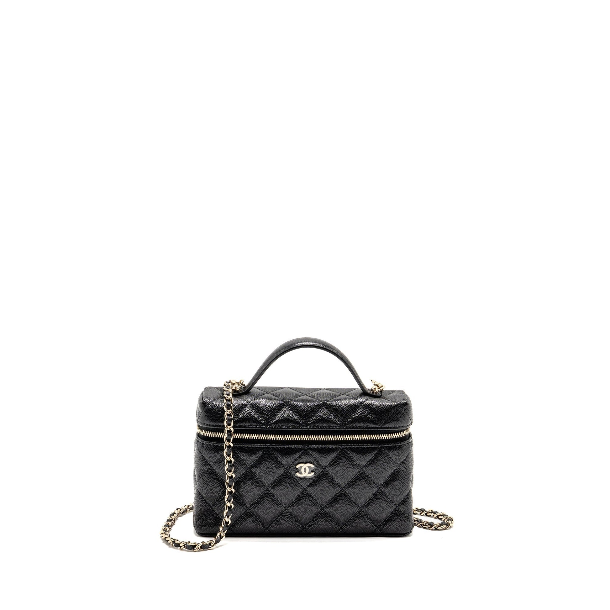 Chanel 25p CC top Handle Vanity Caviar Black Handbag Lghwmicrochip 1