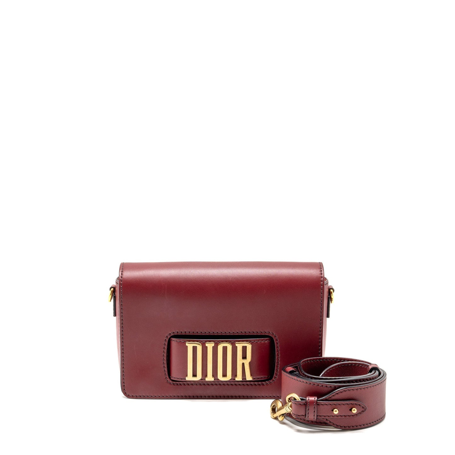 Dior evolution Purse Dark Calfskin Handbag Red Flap Travel Bag