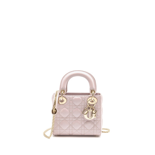 Dior Lady Lambskin Light Handbag Pink Mini Travel Bag