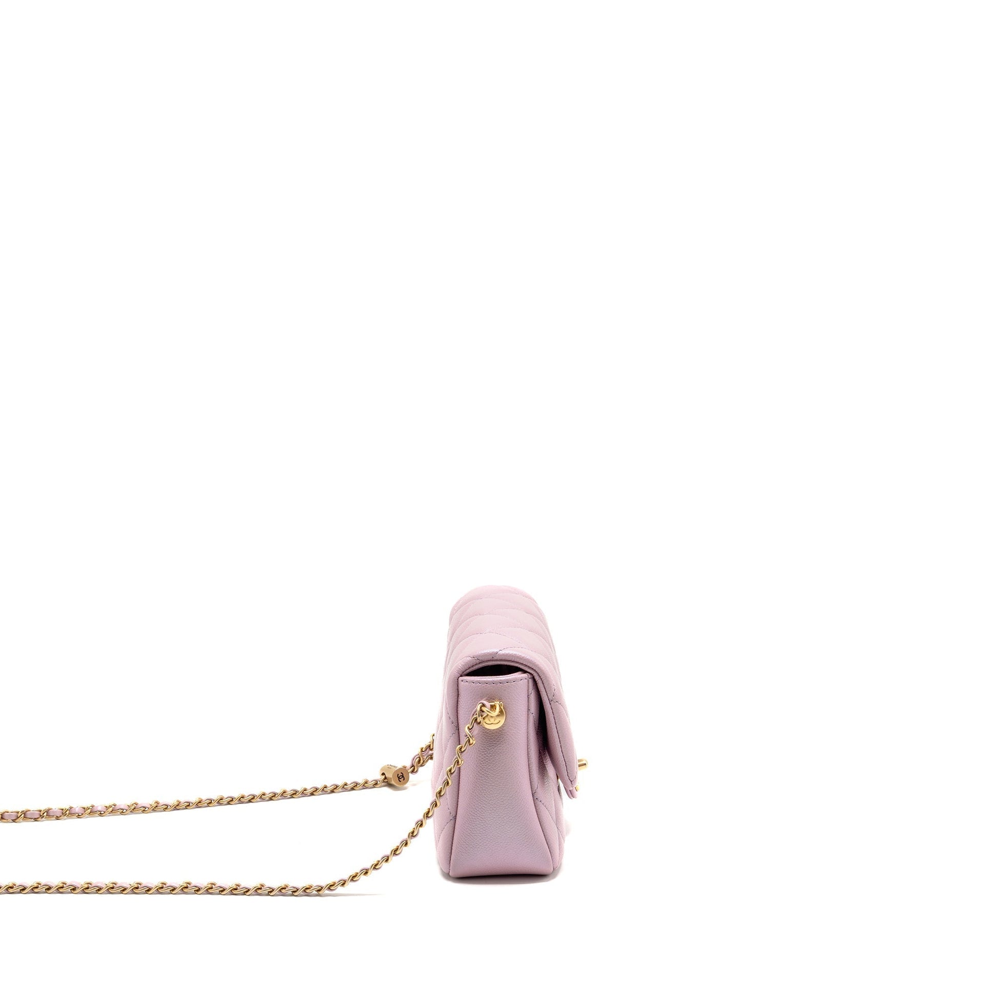 Chanel 21K My Perfect Flap Caviar Iridescent Pink Shoulder Bag