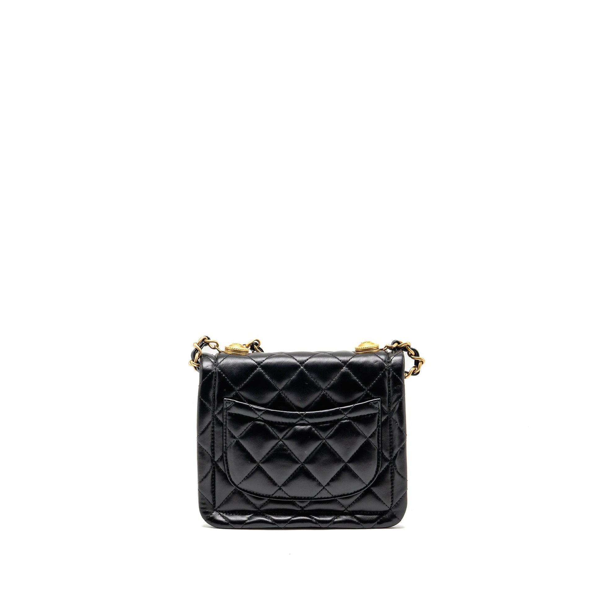 Chanel Quilted square flap lambskin GHW Black Shoulder Bag