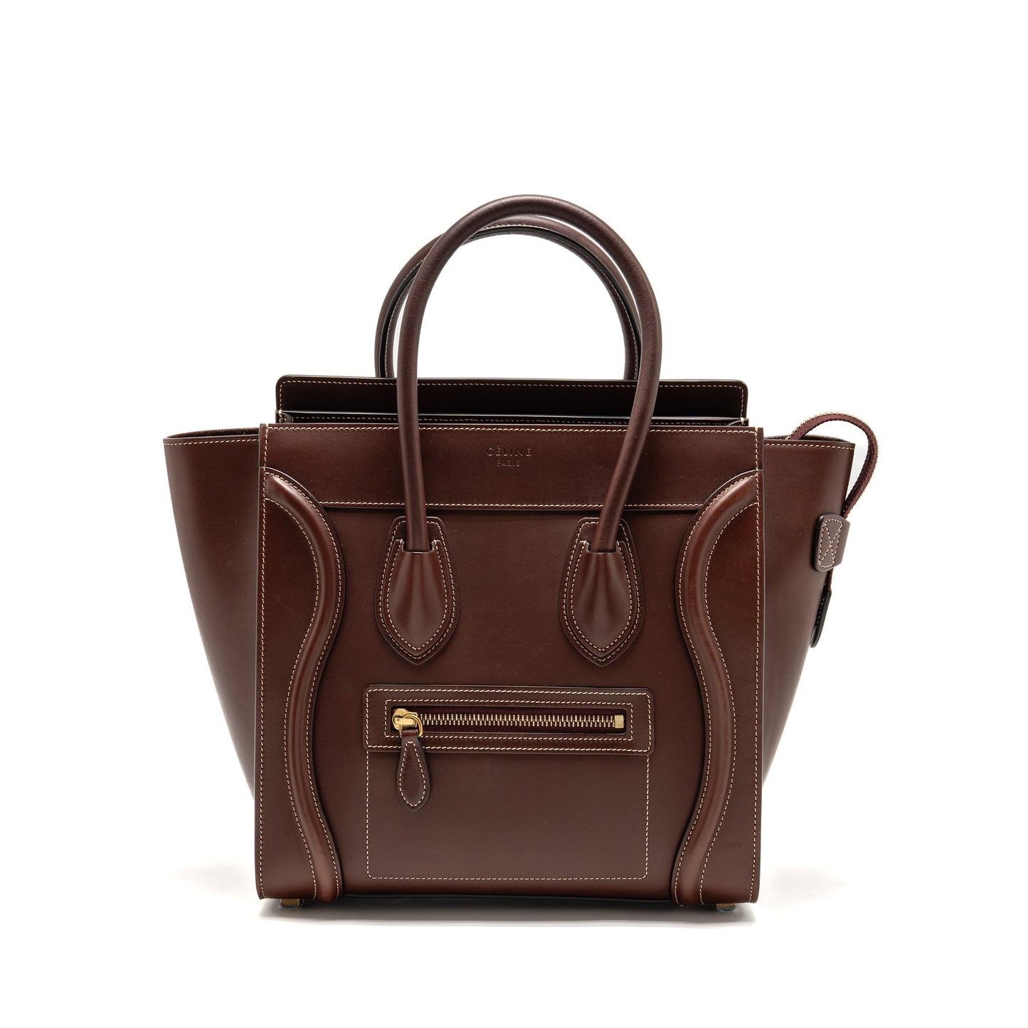 Celine Micro Luggage Purse Calfskin Burgundy Handbag Travel Bag