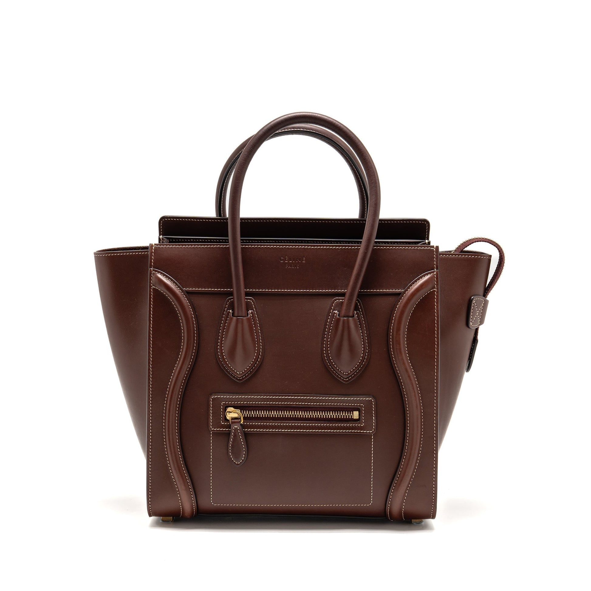 Celine Micro Luggage Purse Calfskin Burgundy Handbag Travel Bag