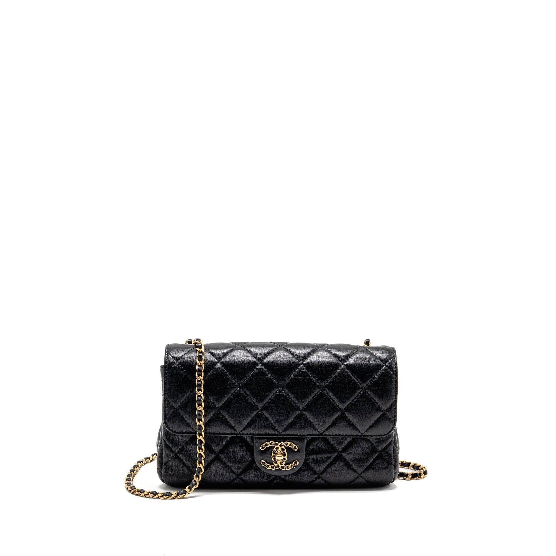 Chanel 22c Quilted Flap Lambskin GHW microchip Black Shoulder Bag