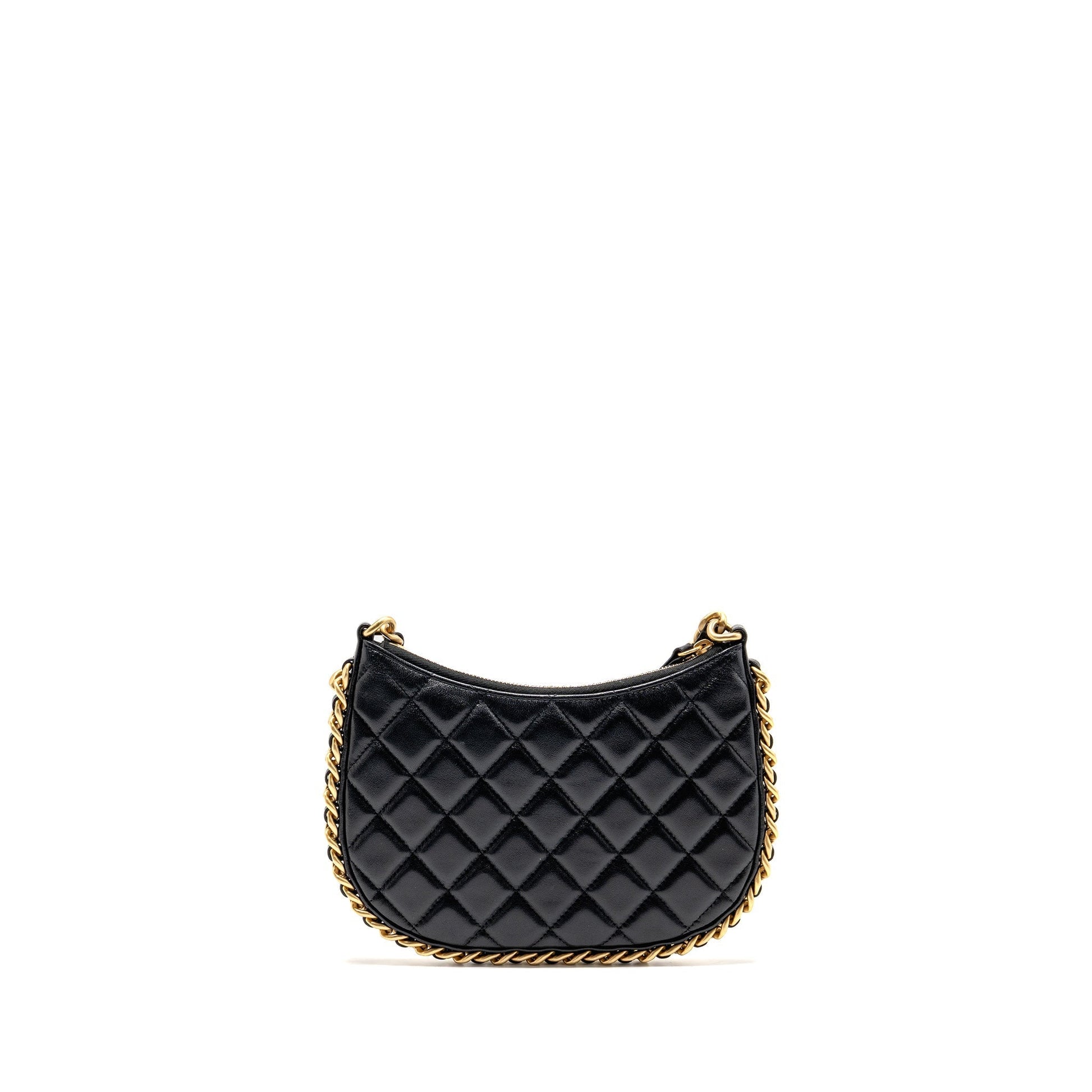 Chanel 23b Round Hobo Lambskin GHW microchip Black Shoulder Bag
