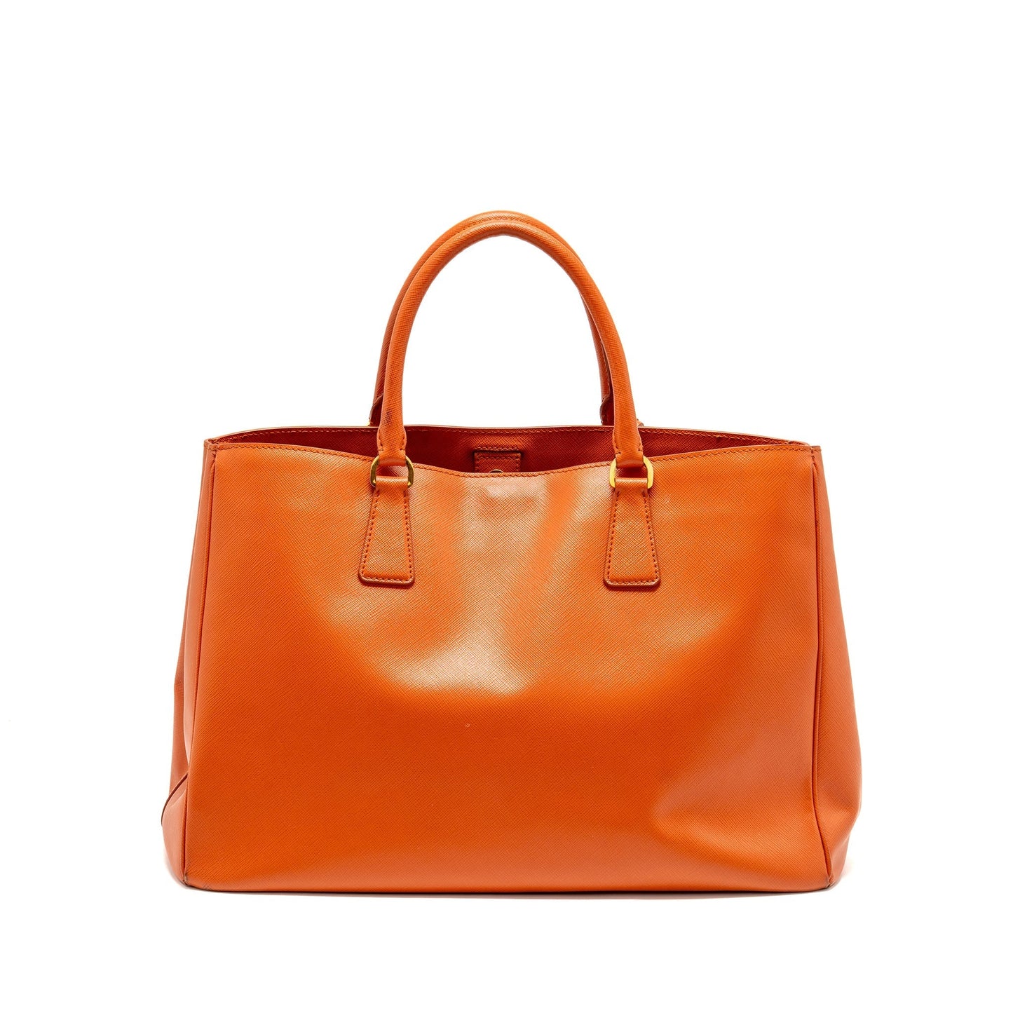 Prada Saffiano Tote Purse Orange Handbag Leather Large Tote Bag