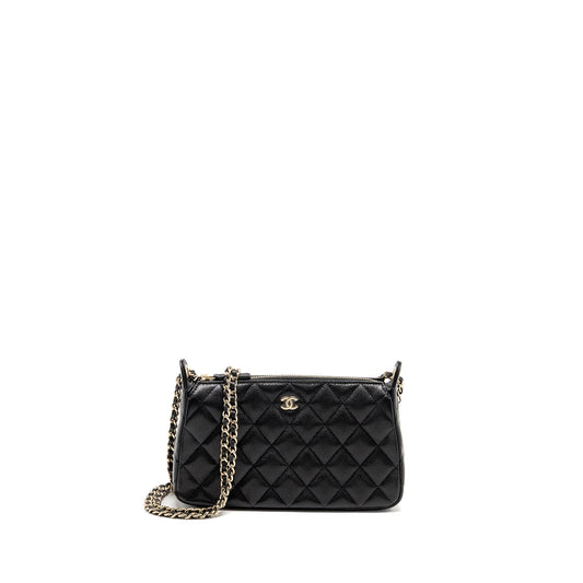 Chanel 25A Caviar LGHW Black Clutch Bag