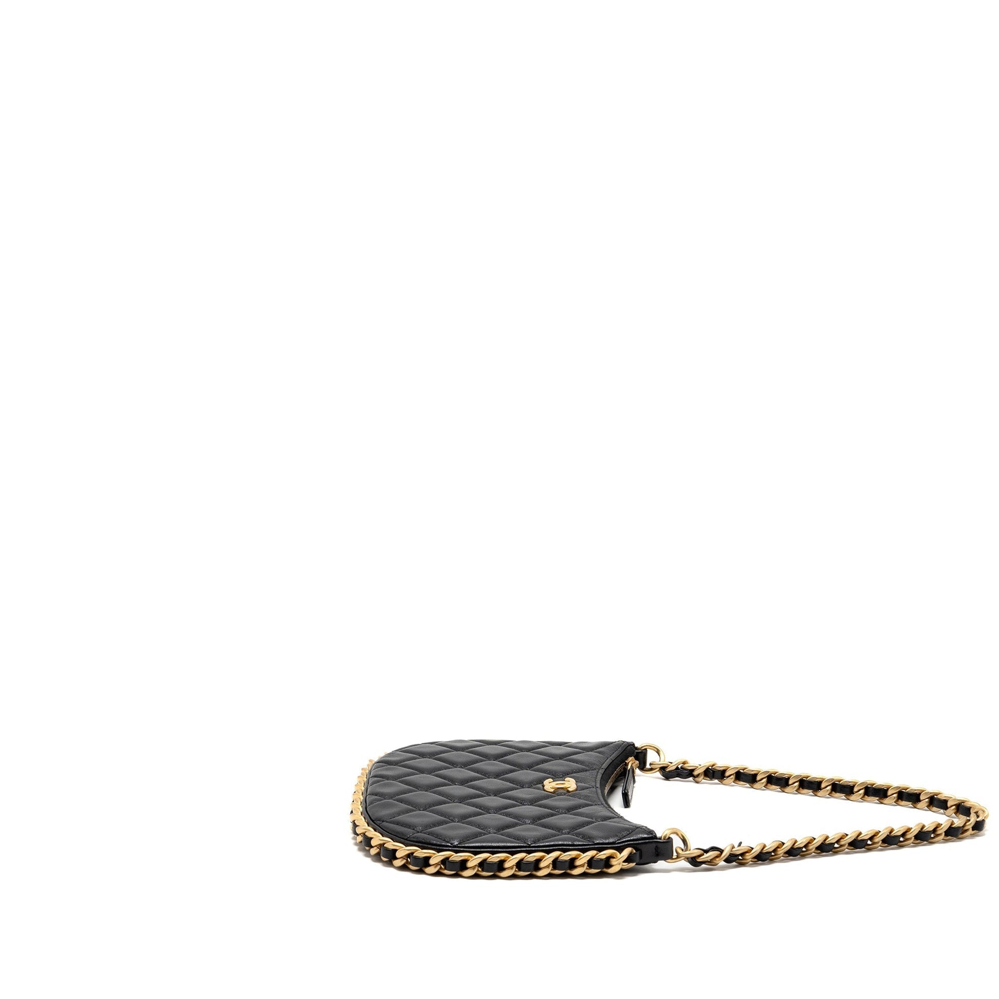 Chanel 23b Round Hobo Lambskin GHW microchip Black Shoulder Bag