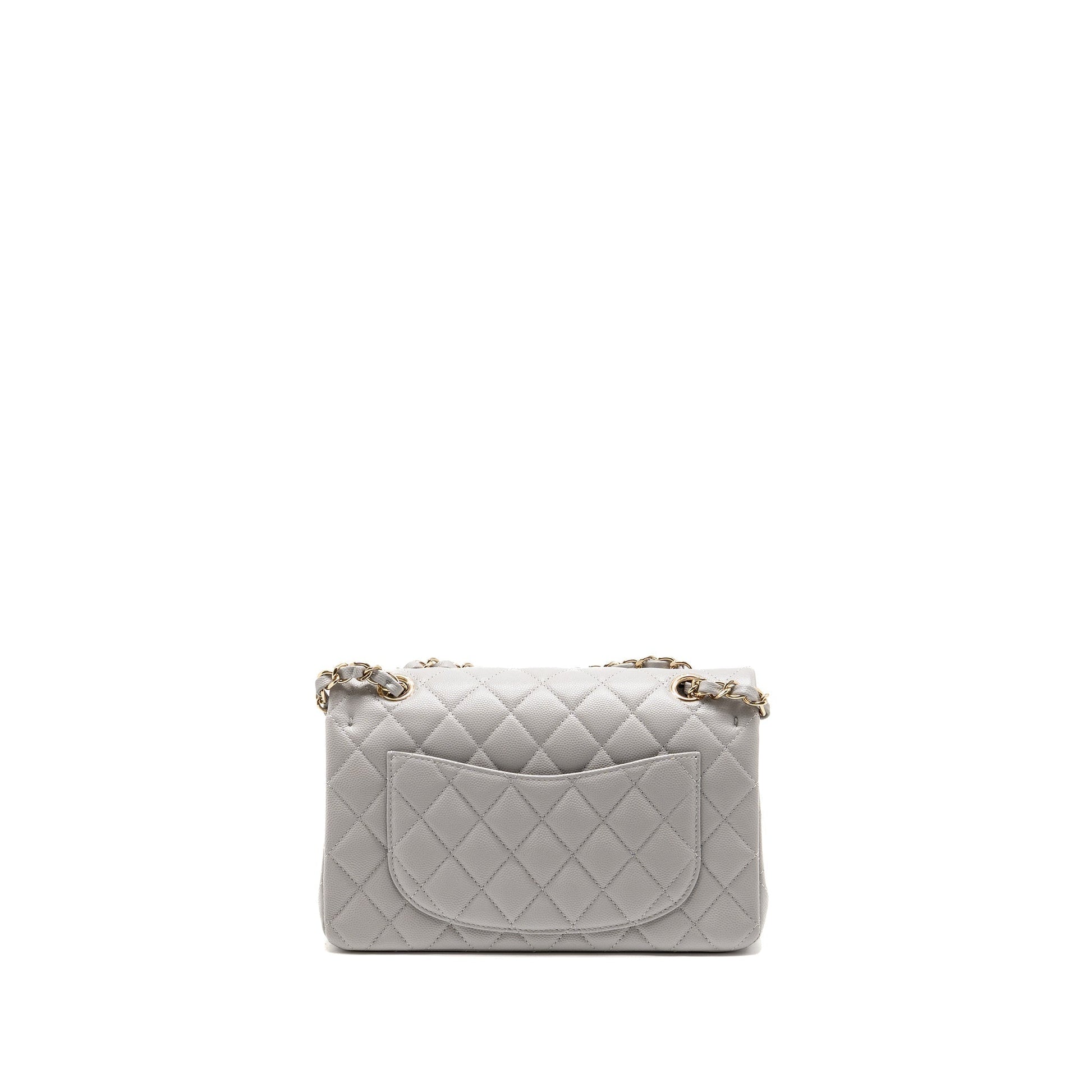 Chanel Classic Double Flap Caviar Light LGHW Grey Small Shoulder Bag