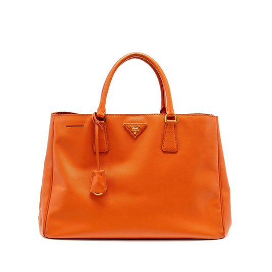 Prada Saffiano Tote Purse Orange Handbag Leather Large Tote Bag