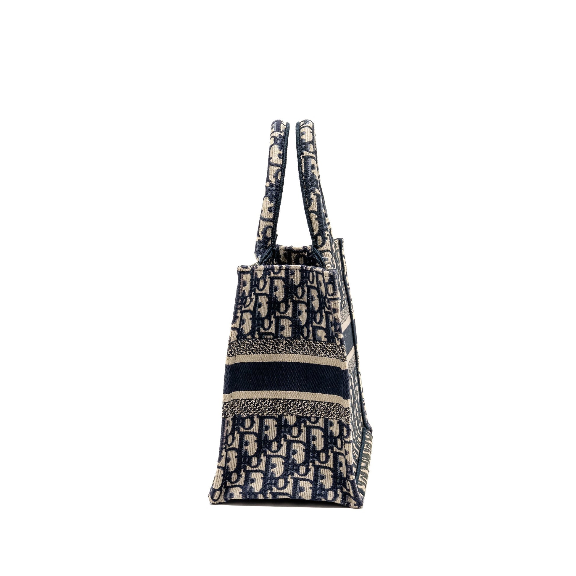 Dior Book Tote Ecru Oblique Embroidry Handbag Blue Small Tote Bag