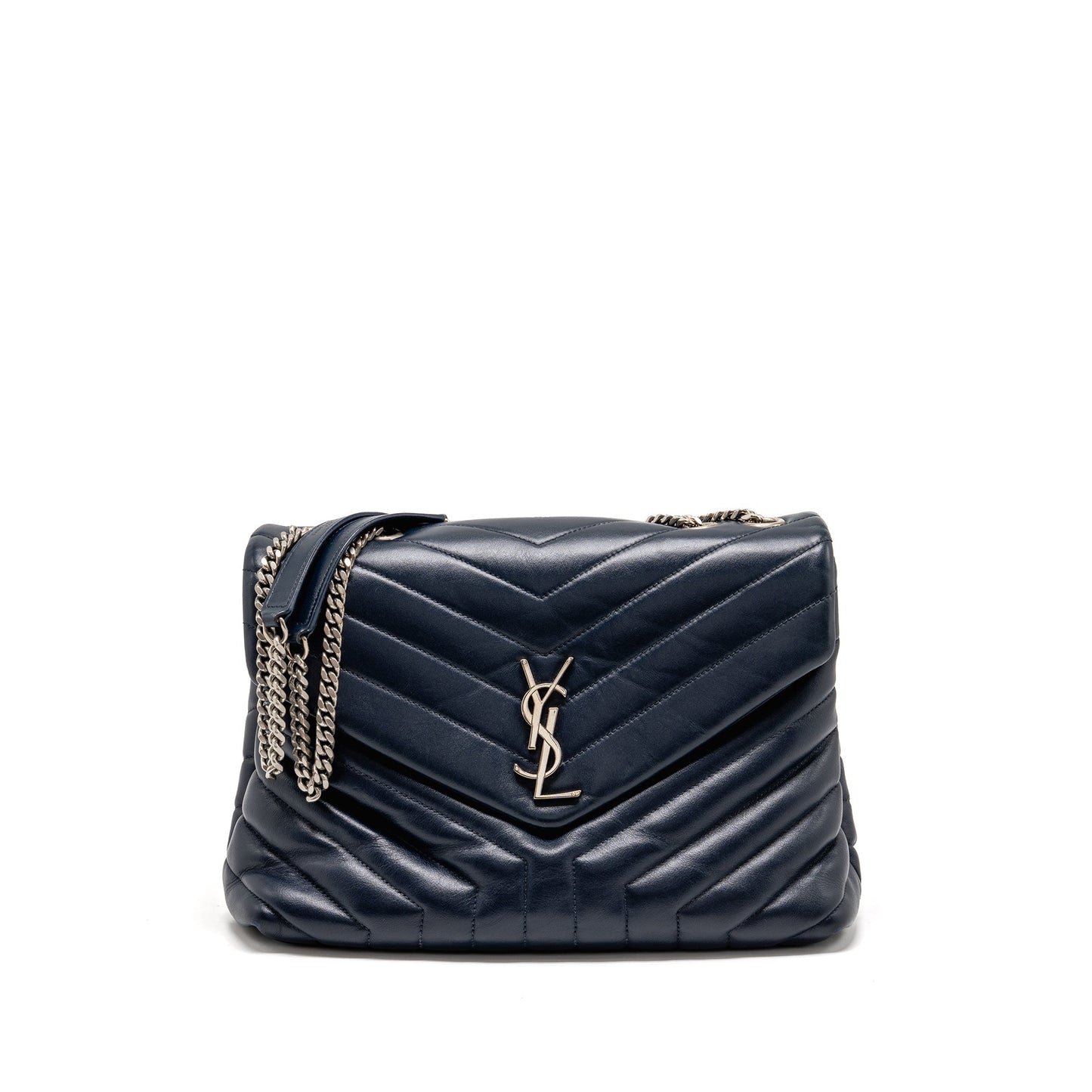 YSL Saint Laurent Lou Lou Purse Calfskin Dark Travel Bag Blue Medium