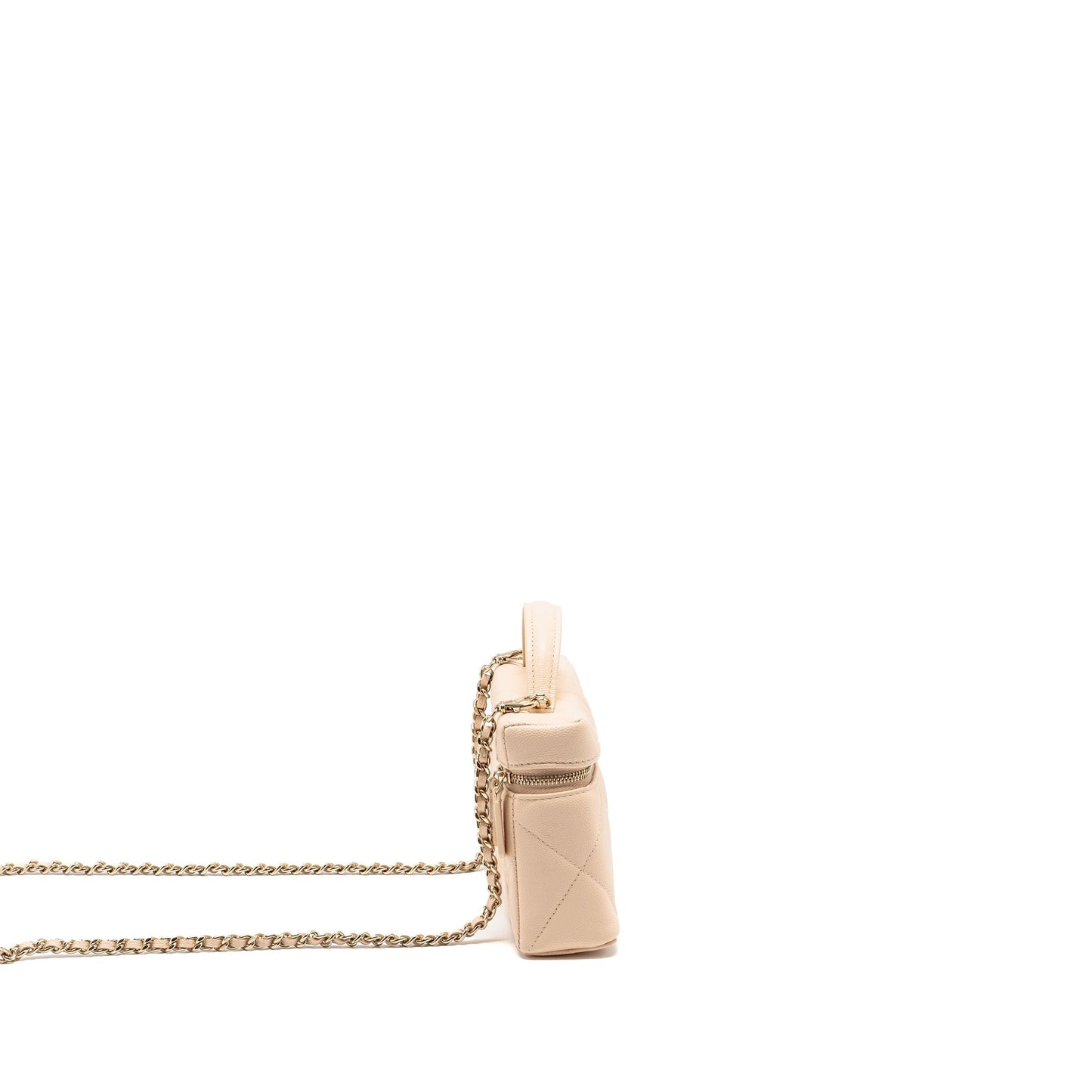Chanel 25K CC Top Handle Vanity Caviar Beige Handbag