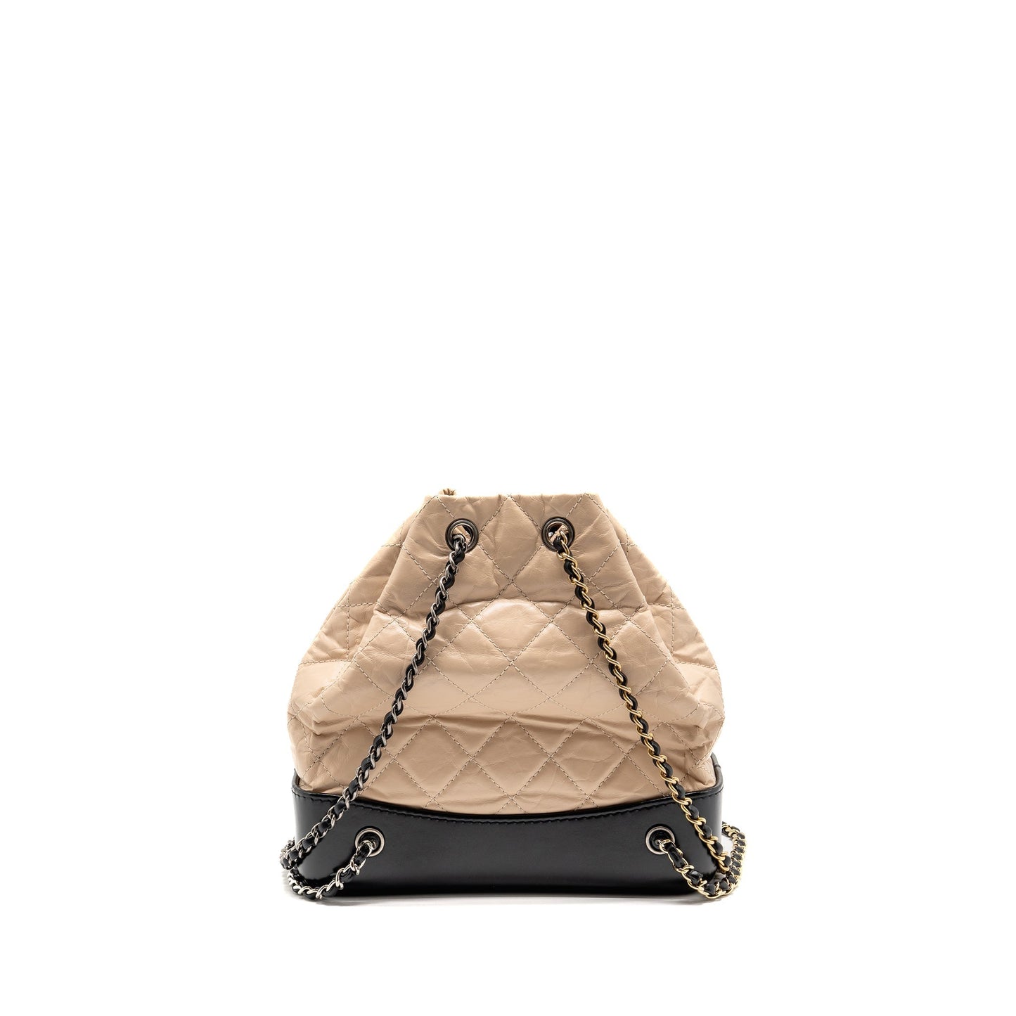 Chanel Gabrielle Backpack Aged Calfskin Hardware Multicolour Black Beige Small Hardware 1