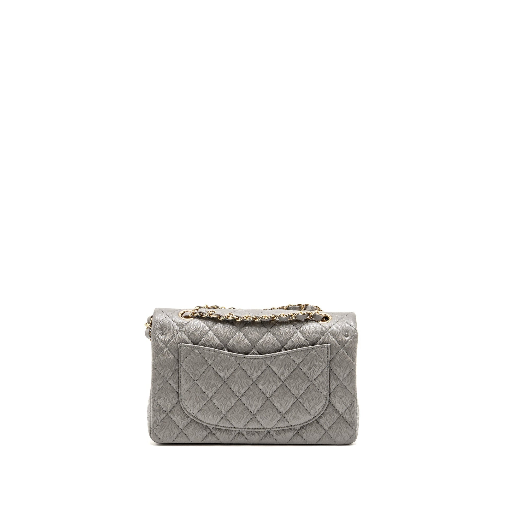 Chanel Classic Double Flap Caviar Dark LGHW Grey Small Shoulder Bag