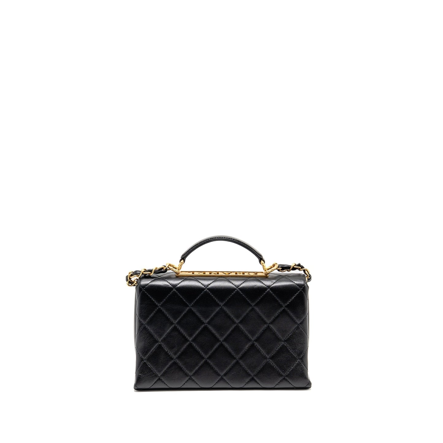 Chanel Trendy Spirit Top Handle Flap Lambskin Black Shoulder Bag