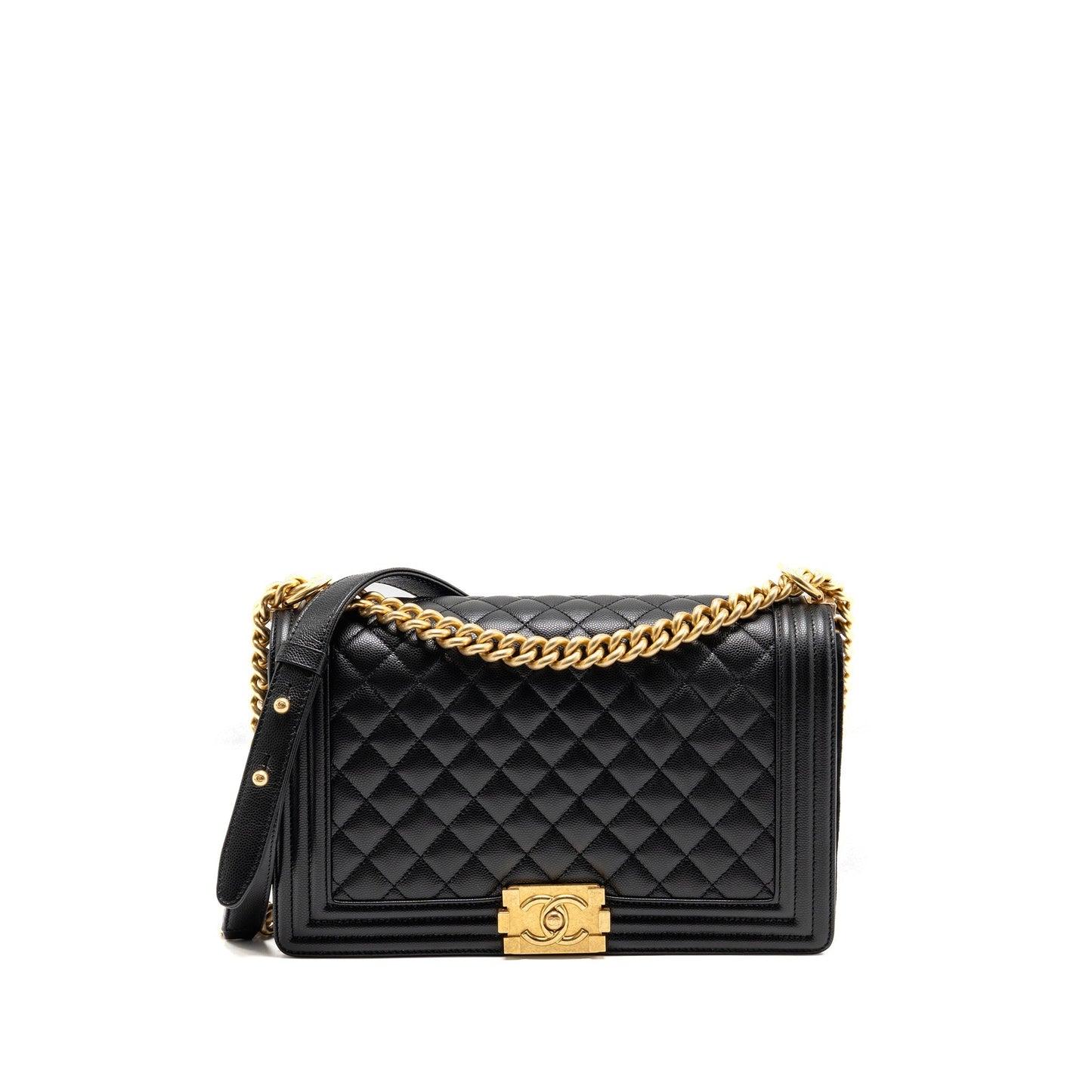 Chanel New boy Caviar GHW Microchip Black Handbag