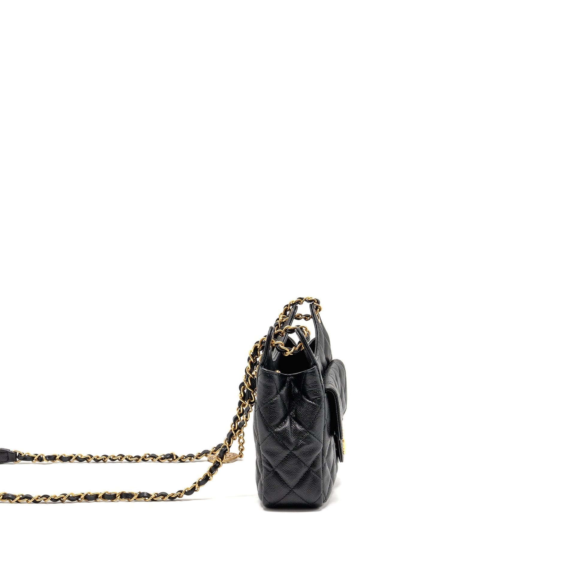 Chanel hobo caviar GHW microchip Black Small Crossbody Bag