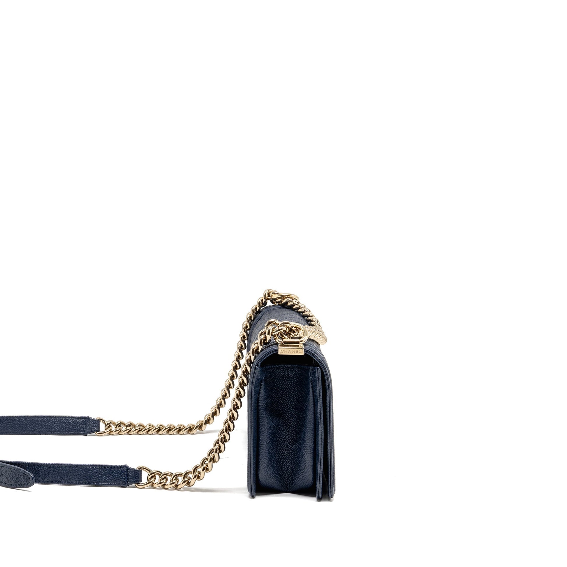 Chanel Boy Caviar Navy LGHW Handbag