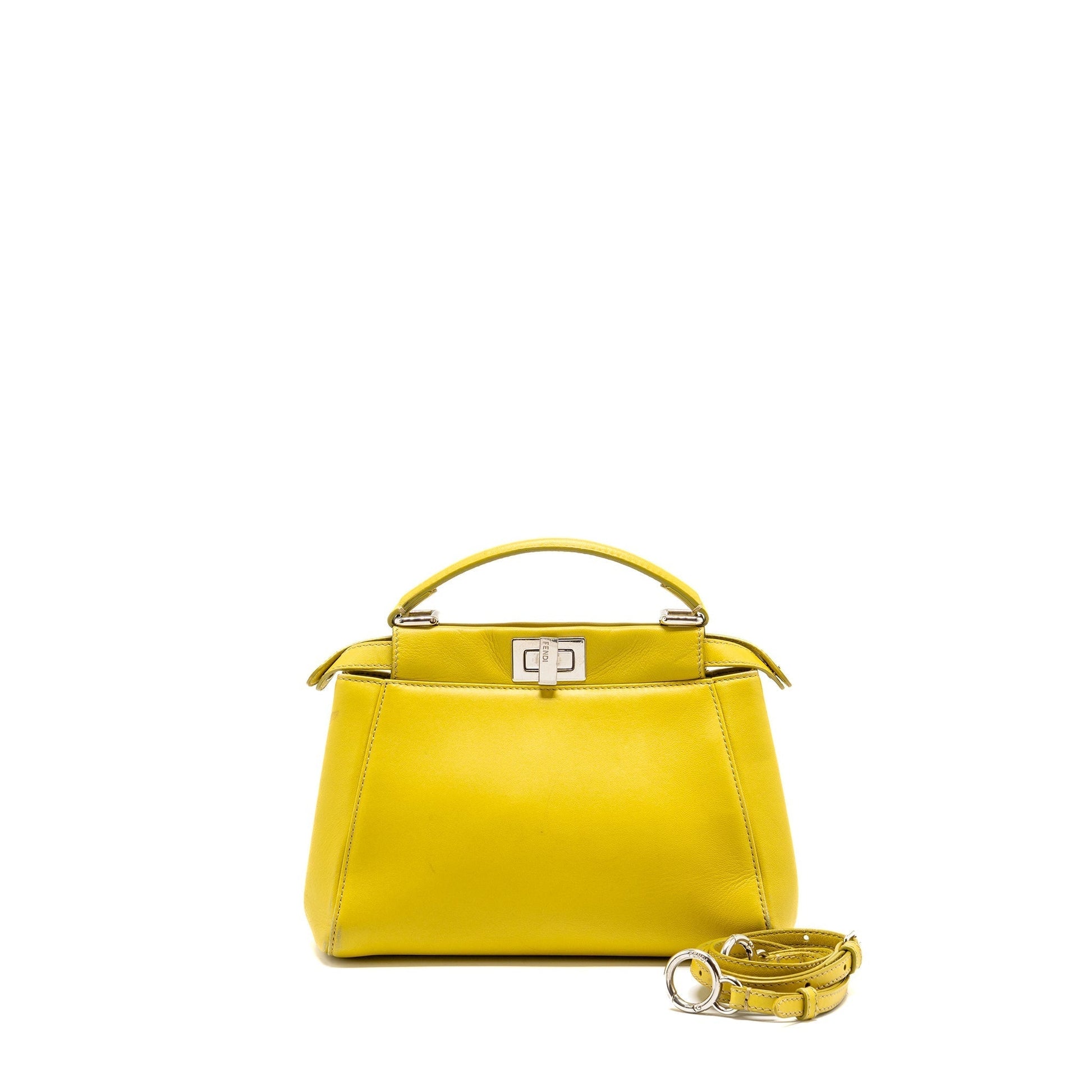 Fendi Peekaboo Light Handbag Lambskin Green Mini Travel Bag