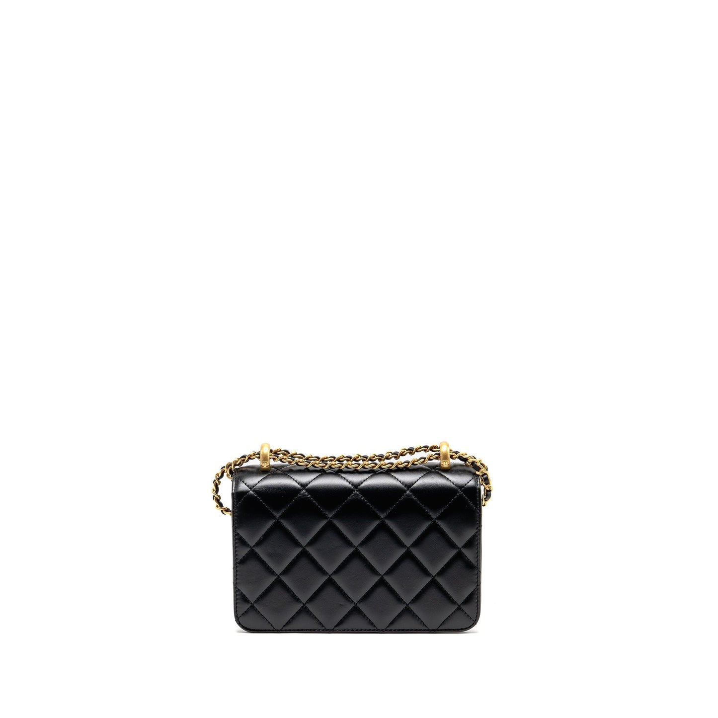 Chanel Crush Flap Calfskin GHW Microchip Black Gold Shoulder Bag Microchip 1
