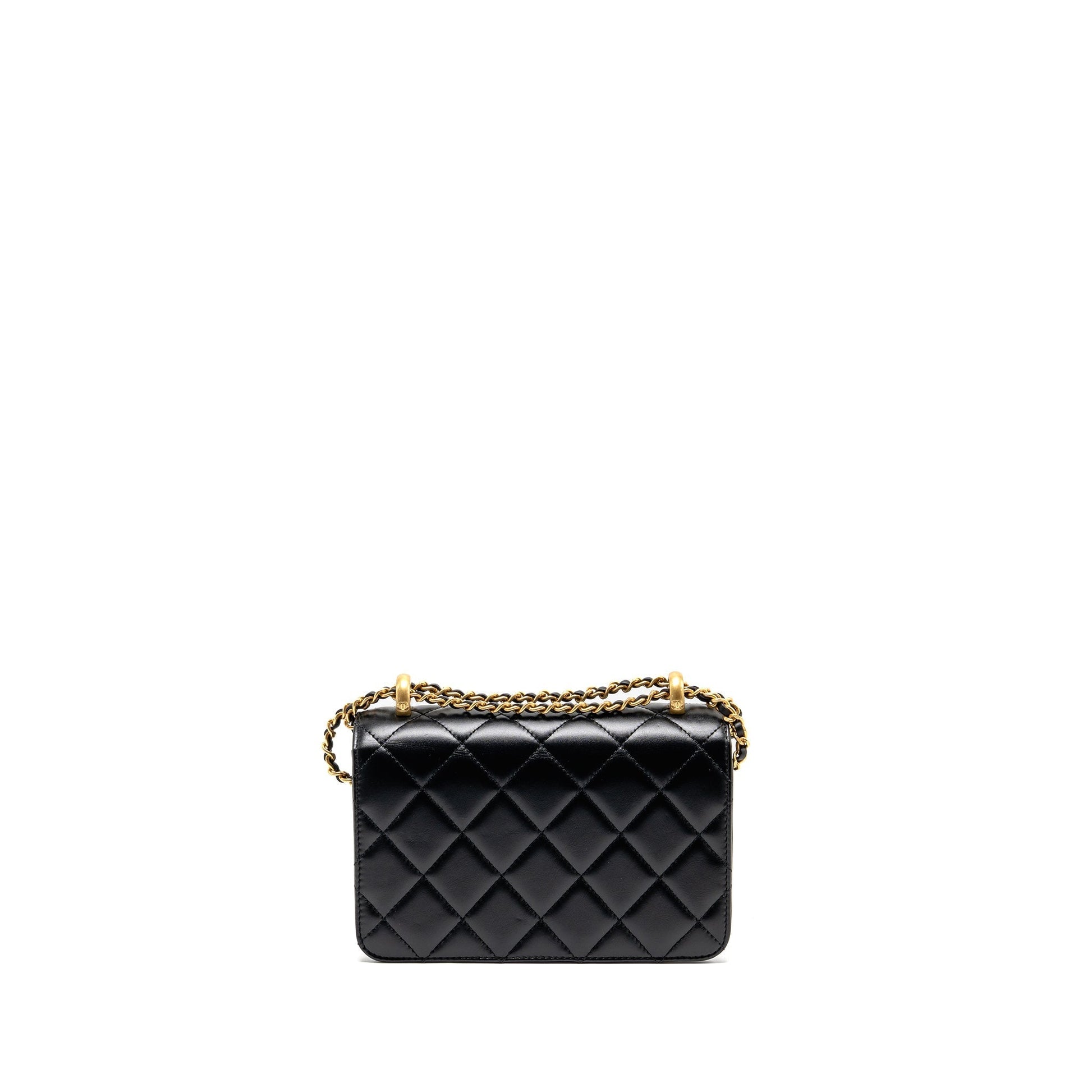Chanel Crush Flap Calfskin GHW Microchip Black Gold Shoulder Bag Microchip 1