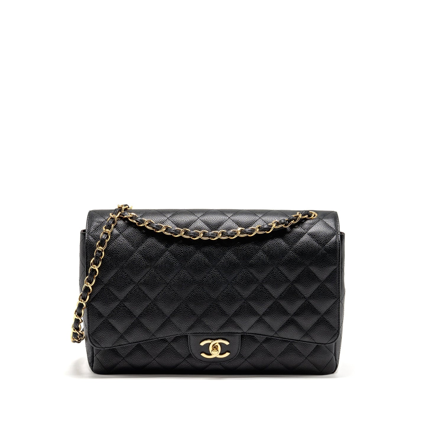 Chanel Maxi Classic Double Flap Caviar GHW Black Shoulder Bag Ghw 1