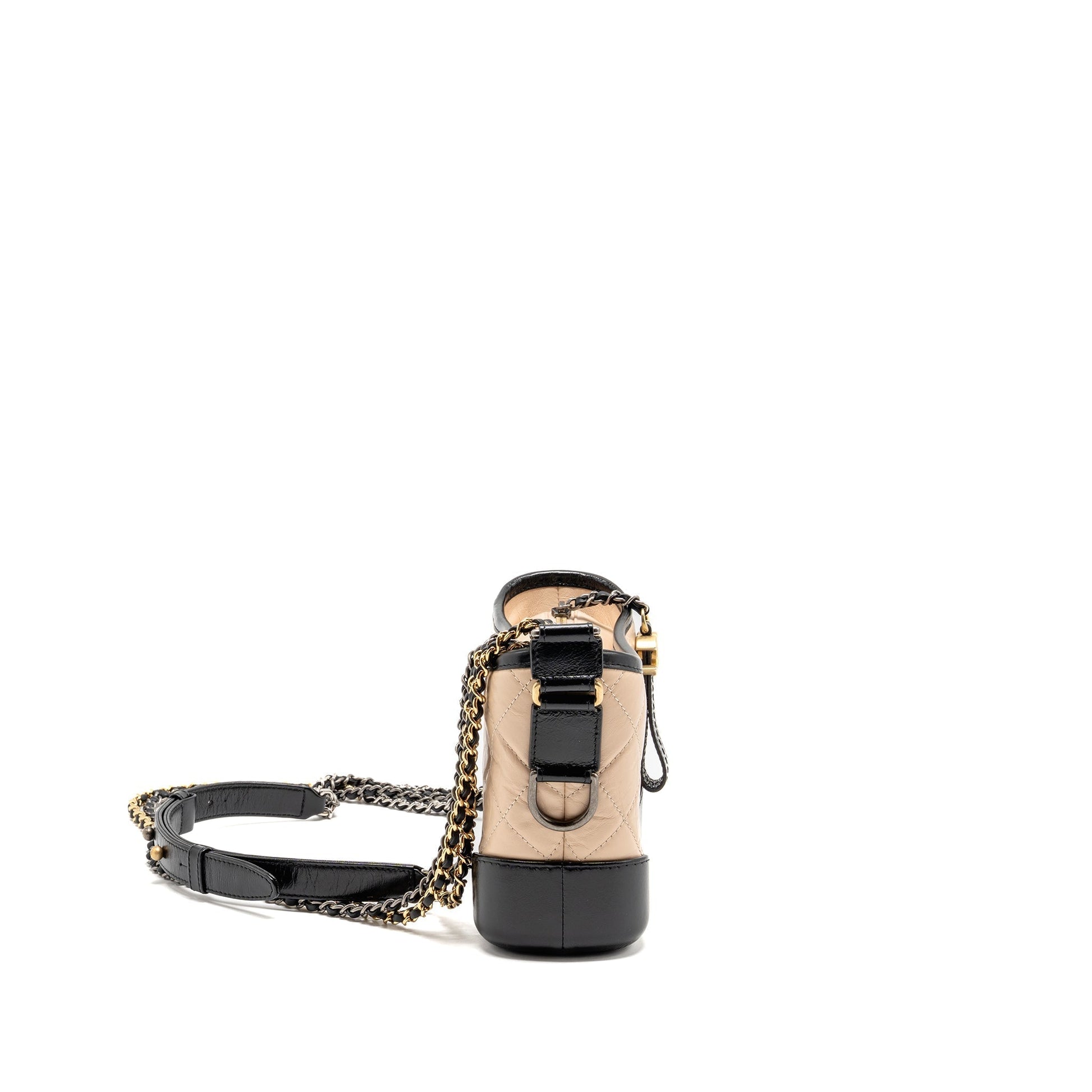 Chanel Gabrielle hobo aged calfskin hardware Multicolour Black Beige Small Shoulder Bag Multicolour Hardware