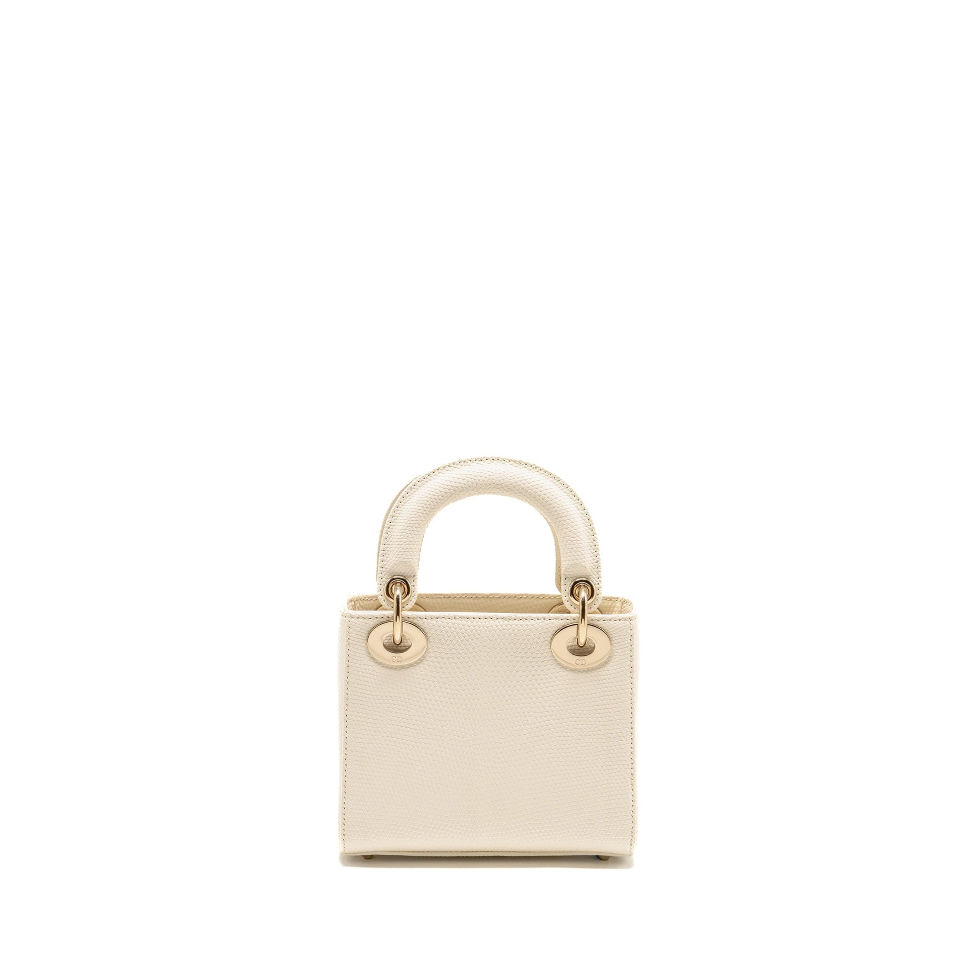 Dior Lady Lizard Handbag White Mini Travel Bag