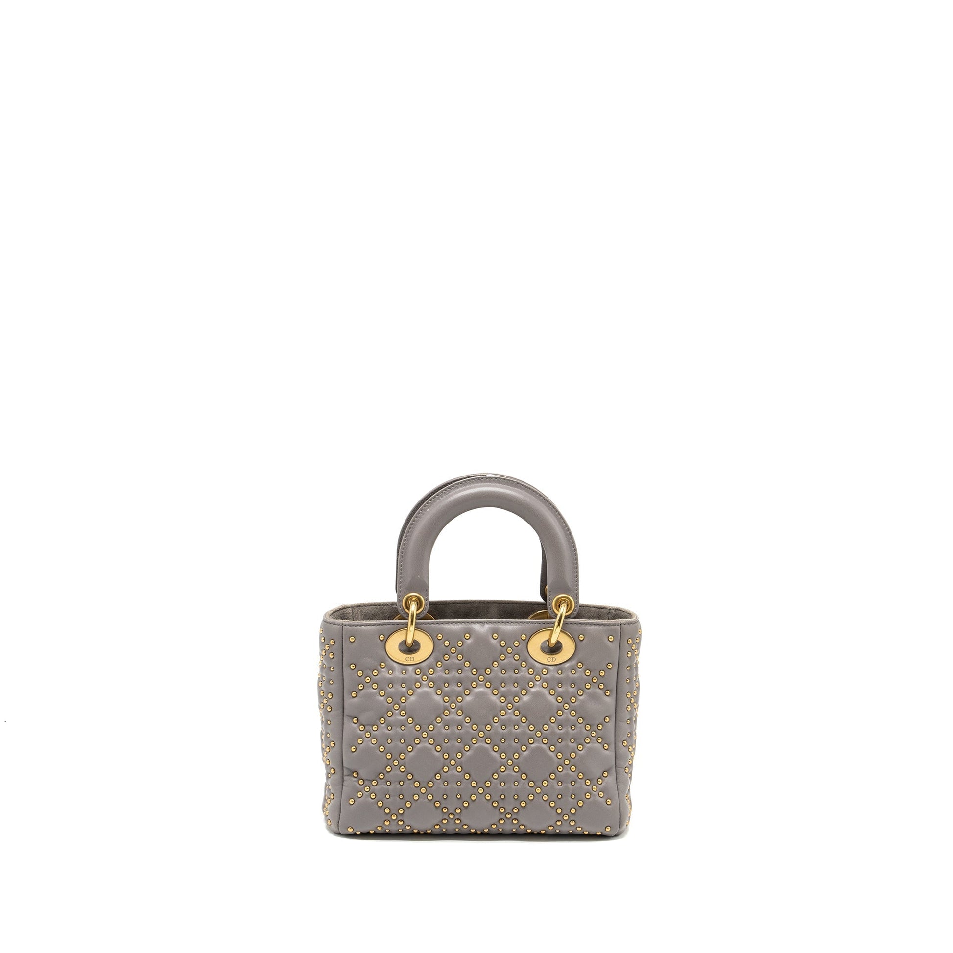 Dior Supple Lady Studded Calfskin Grey Handbag Small Travel Bag