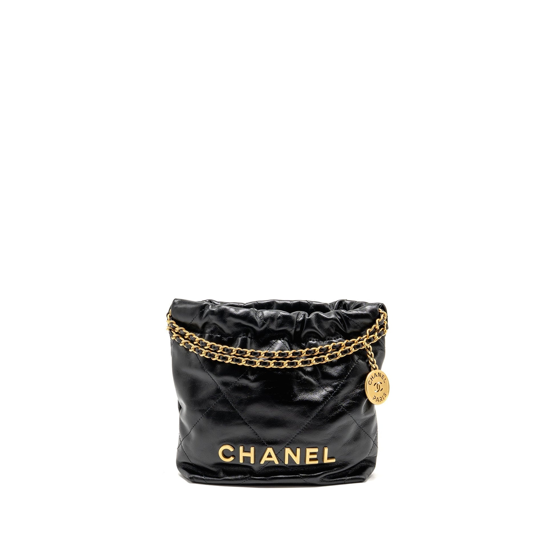 Chanel 22 Shiny Calfskin GHW Microchip Black Mini Bag Microchip 1