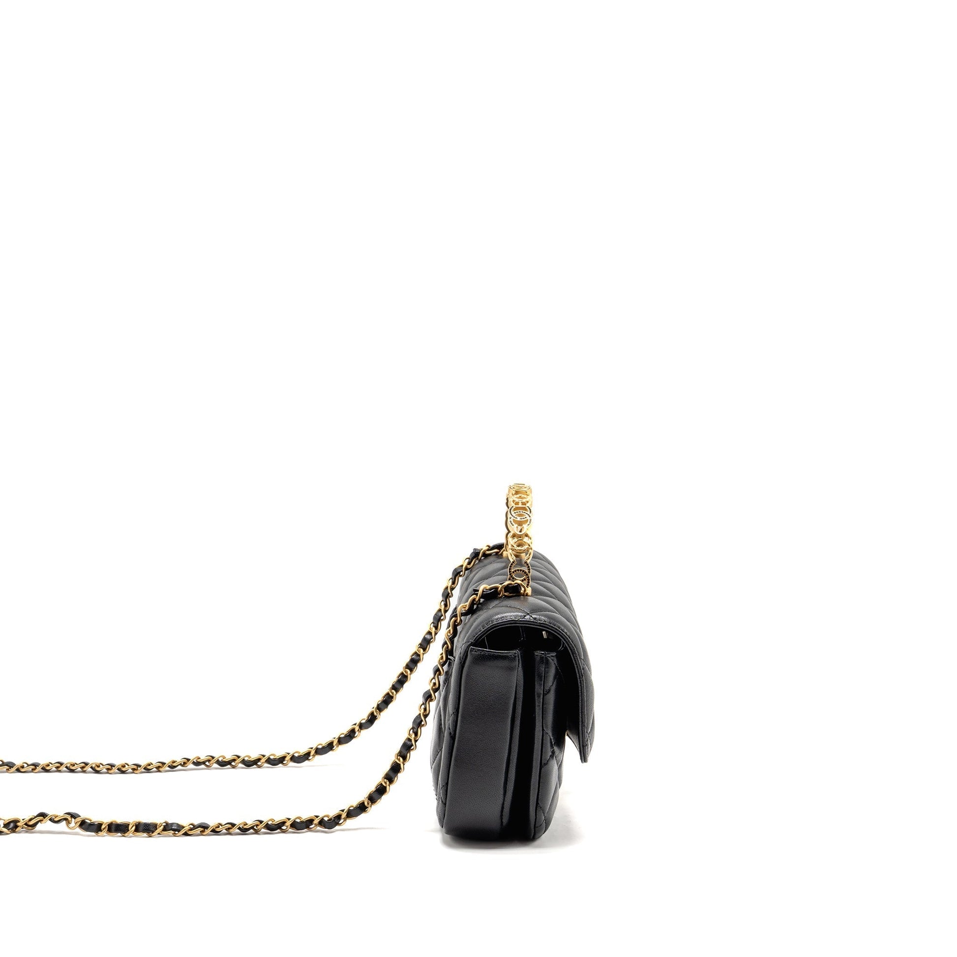 Chanel 24S CC Logo Top Handle Flap Black Shoulder Bag
