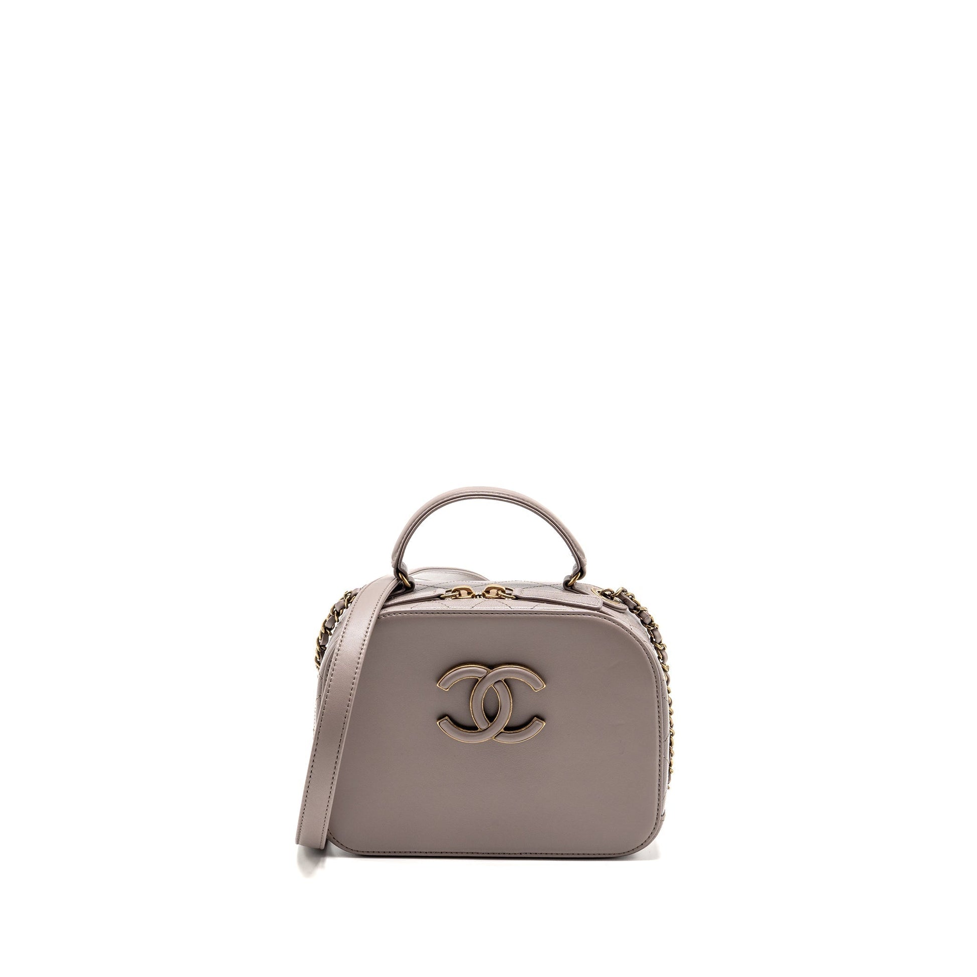Chanel Coco Curve Vanity Top Handle Calfskin Grey Handbag