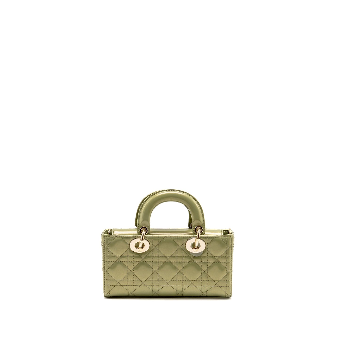 Dior Lady D Joy Purse Cannage Patent Iridescent Leather Green Travel Bag