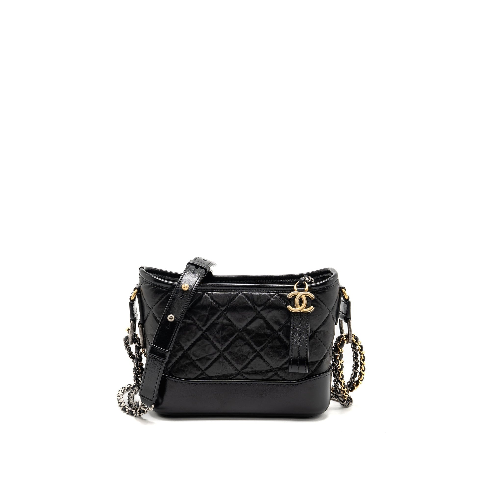 Chanel Gabrielle Hobo Aged Calfskin Multicoloured Hardware Black Small Shoulder Bag Multicoloured Hardware