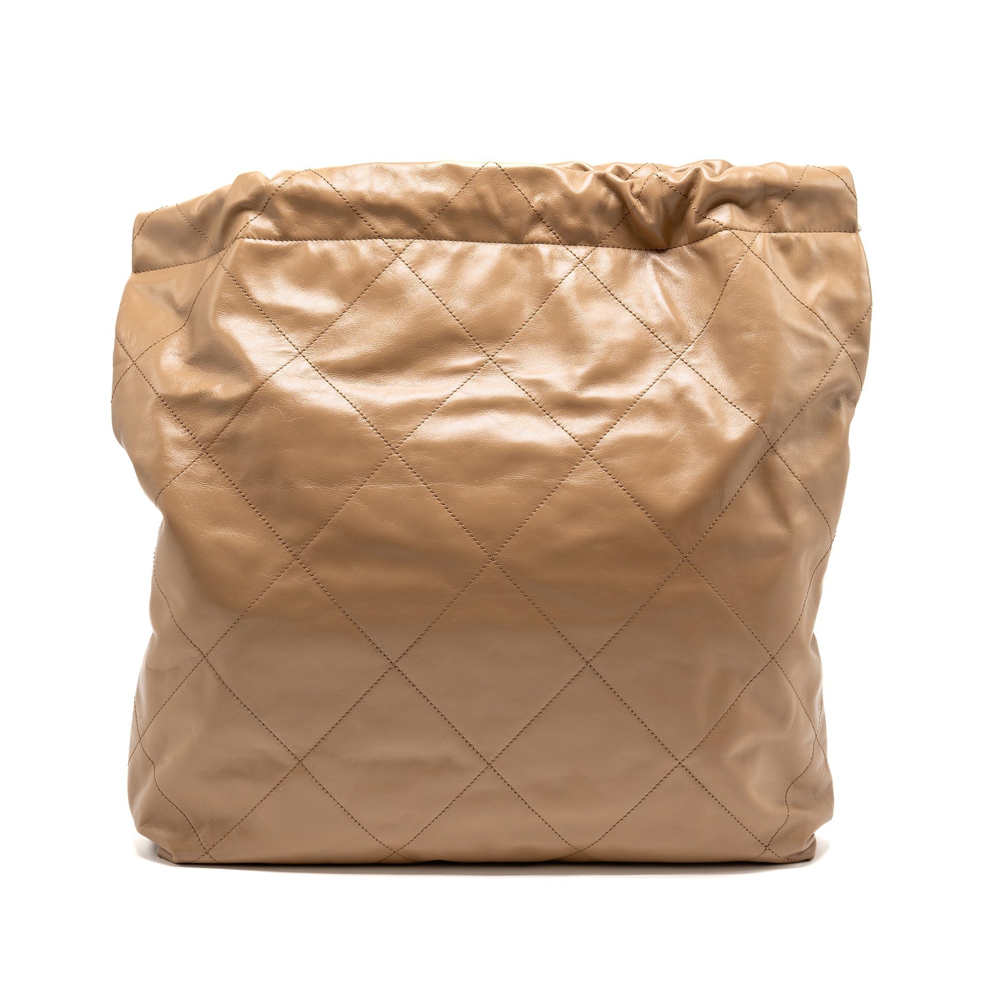 Chanel 22 Shiny Calfskin Dark SHW microchip Beige Handbag