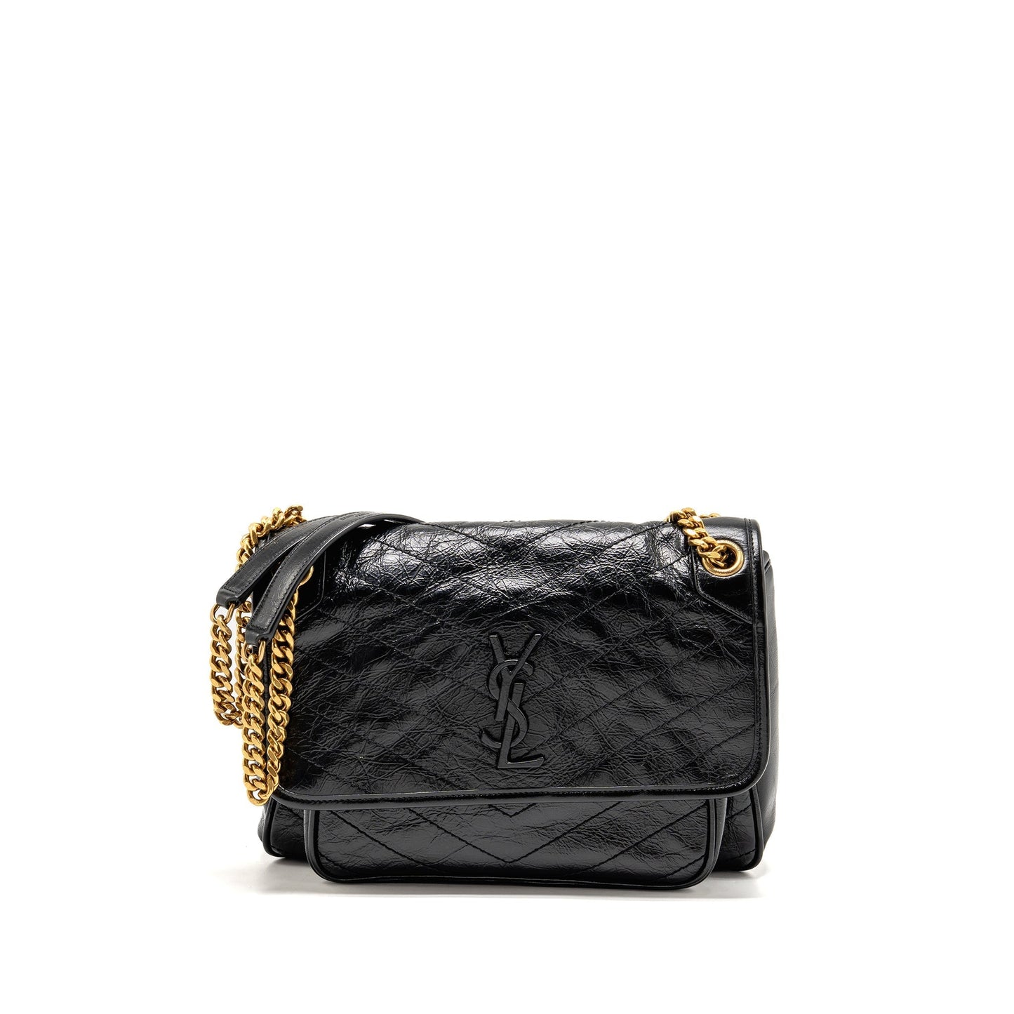 YSL Saint Laurent Niki Purse Calfskin Travel Bag Black Medium