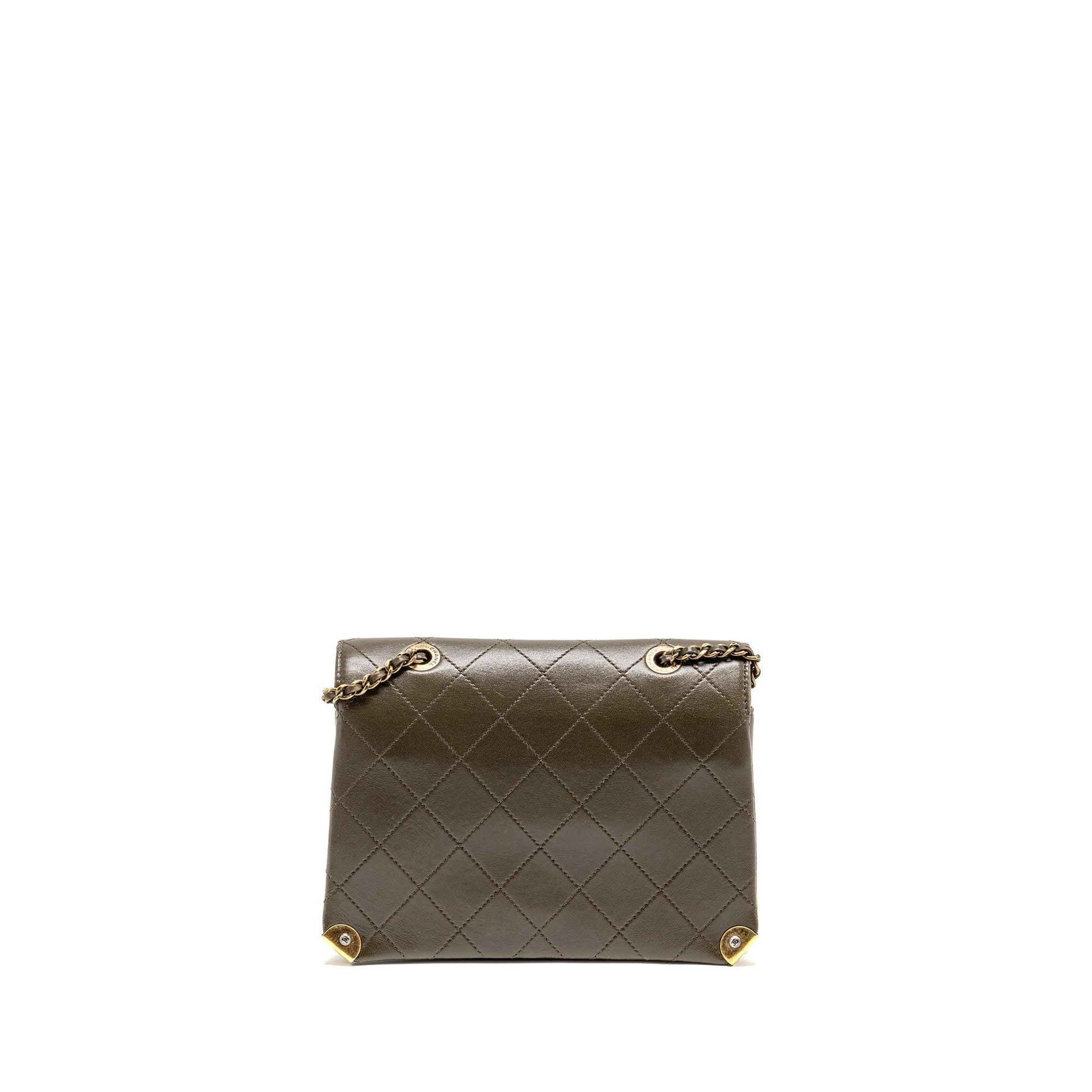 Chanel Quilted Messenger Flap Lambskin Olive Hardware Multicolor Multicolour Green Shoulder Bag
