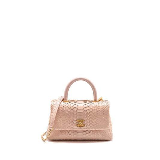 Chanel Coco Handle Python Light GHW Pink Small Handbag