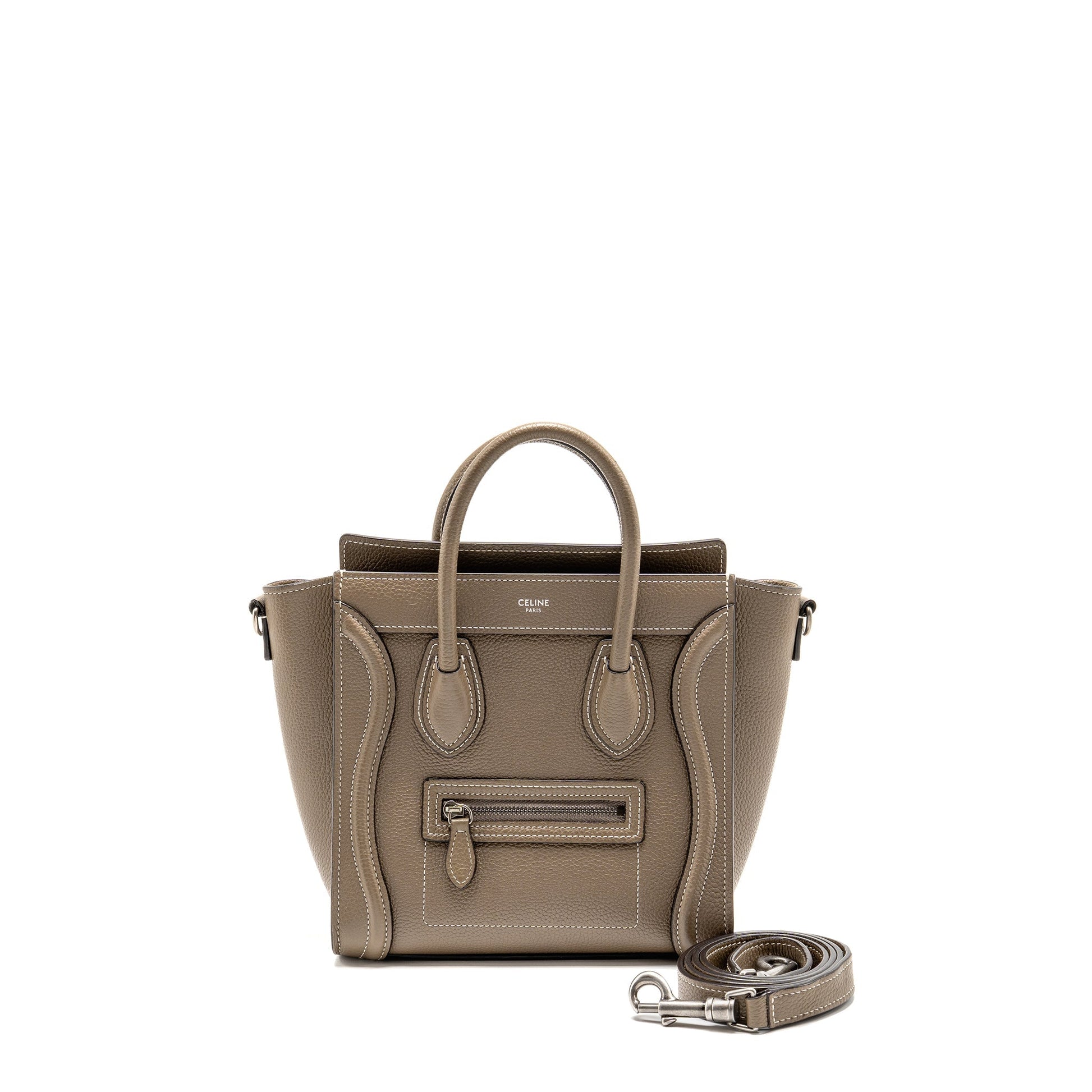 Celine Nano Luggage Purse Calfskin Grey Handbag Travel Bag