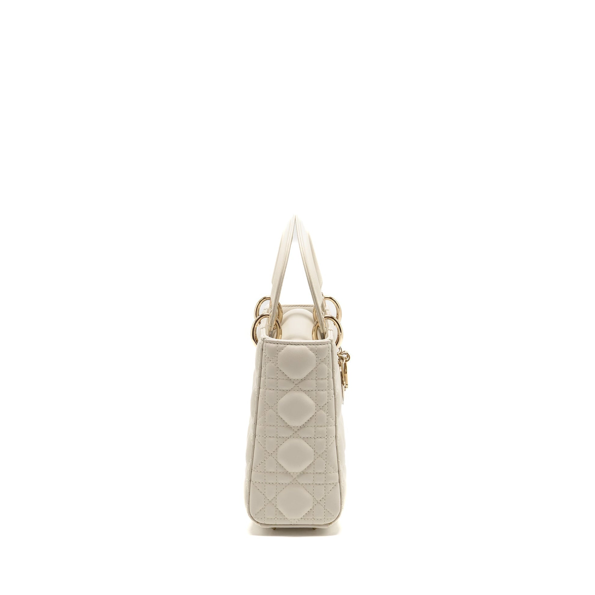 Dior Lady My Abc Purse Cannage Lambskin Handbag White Small Travel Bag