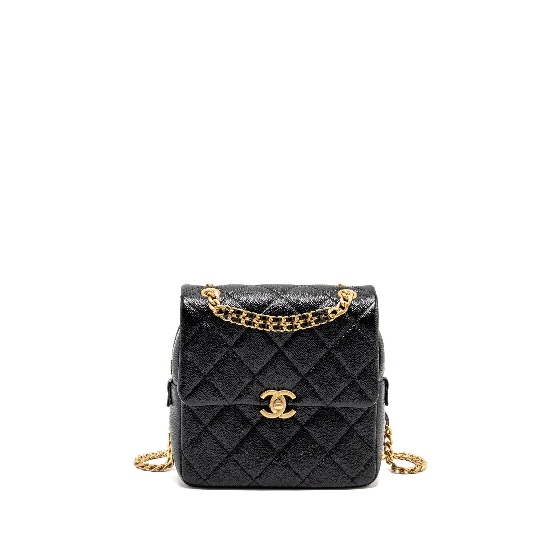 Chanel Quilted Flap Backpack Caviar GHW Microchip Black