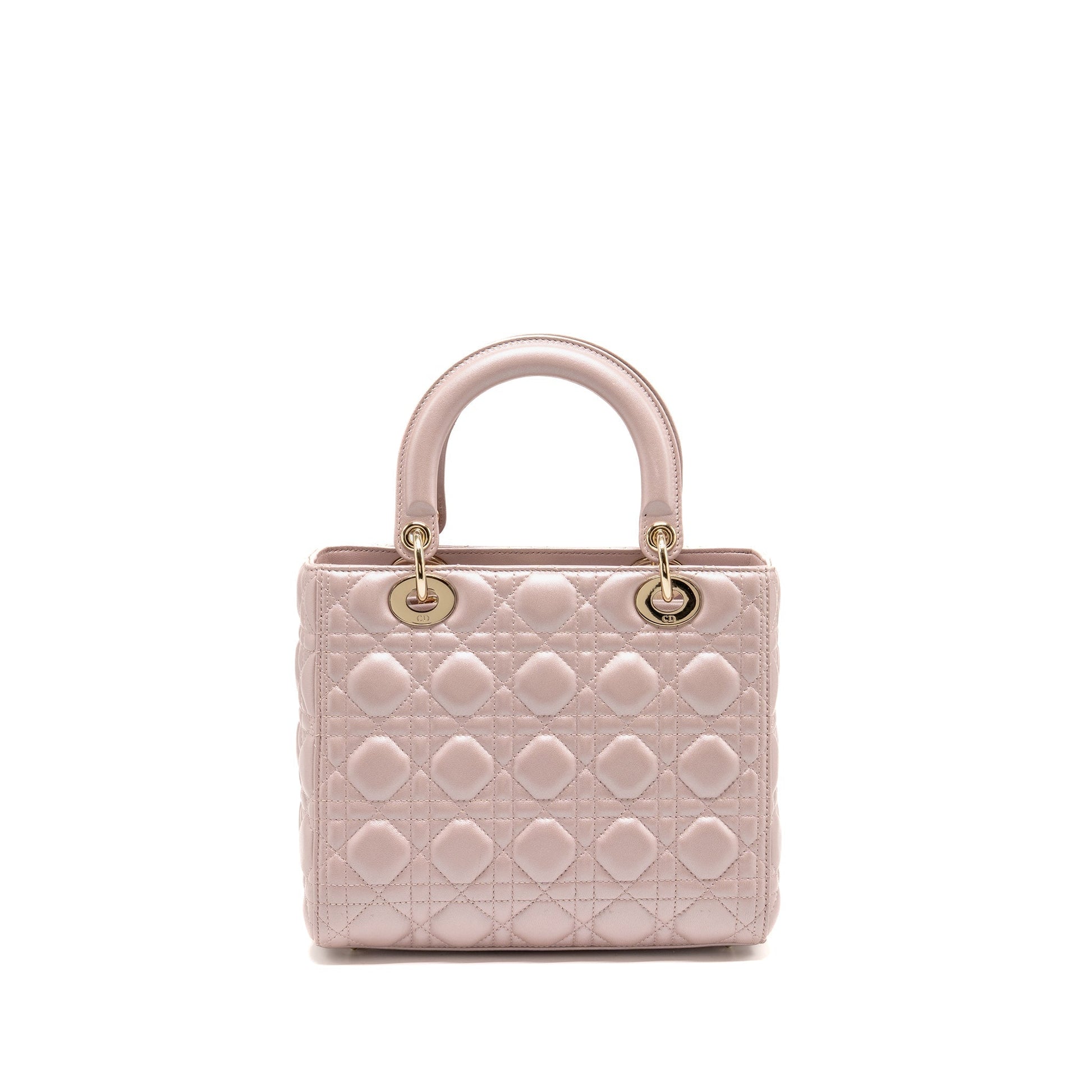 Dior Lady Lambskin Iridescent Handbag Pink Medium Travel Bag