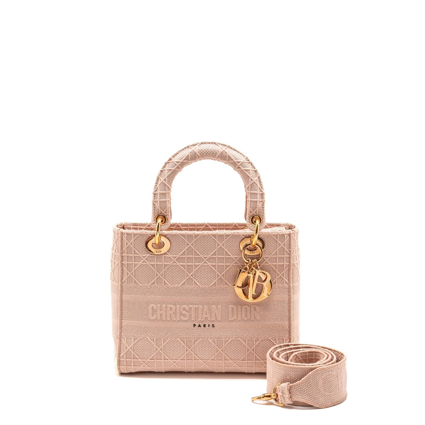 Dior Lady D Lite Purse Cannage Embroidery Rosewood Medium Travel Bag